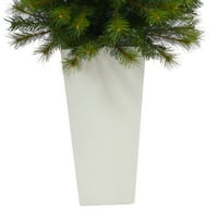 57 inç. Yeşil Vadi çam yapay noel ağacı ile sıcak beyaz LED ışıkları ve bükülebilir dalları uzun boylu beyaz ekici