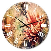 Designart 'Çiçek ve Sıçramalarla Grunge Sanatı' Geleneksel duvar saati