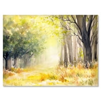 Parlak Güneş ışığı Sarı Orman Ağaçları III boyama tuval sanat baskı