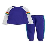 Crayola Yürümeye Başlayan ve Küçük Kızlar Gökkuşağı Üniversite T-Shirt ve Jogger Sweatpants, 2 Parça Kıyafet Seti,