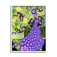 Stupell Industries Soyut Elbise Frida Moda Çiçek Desenli Botanik Maymunlar 20, Tasarım Lynnda Rakos