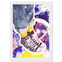 Wynwood Stüdyo Baskılar Graffiti Sneakers Moda ve Glam Ayakkabı duvar sanatı tuval baskı Mavi Neon Sarı 13x19