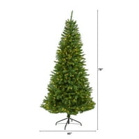 Neredeyse Doğal 6,5ft. Yeşil Vadi köknar yapay Noel ağacı ile temizle LED ışıkları bükülebilir dalları, yeşil