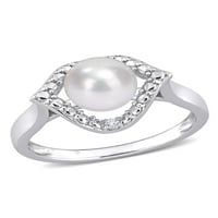Tatlısu Kültürlü İnci ve Oluşturulan Beyaz Safir Gümüş Halo kokteyl yüzüğü