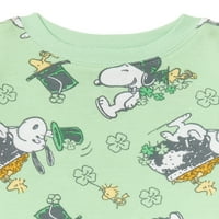 Fıstık Snoopy Yürüyor Boys Aziz Patrick Günü Üst ve Pantolon, 2 Parça Pijama Takımı, Boyutları 12 M-5 T