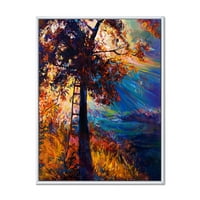 Siluet Sonbahar Ağacı Günbatımı Kızdırma Çerçeveli boyama Tuval sanat Baskı