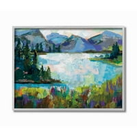 Stupell Sanayi Soyut Dağlar ve Göl Çam Manzara Boyama Çerçeveli Duvar Sanatı Tasarım Jeanette Vertentes, 16 20