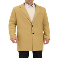 Benzersiz pazarlık erkek trençkot yaka yaka orta uzunlukta katı palto