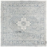 Alhambra Dava Çiçekli Kenarlıklı Runner Halı, Krem Mavisi, 2' 8'