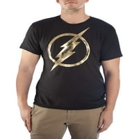 Dc Flash erkek altın folyo kısa kollu grafikli tişört, 2xl bedene kadar