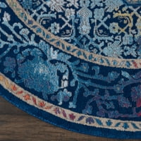 Nourison Global Vintage Sıkıntılı Mavi Çok Renkli 6 'YUVARLAK Alan Halısı