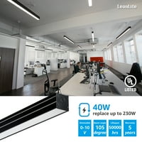 4ft LED kısılabilir tavan lambası fikstürü, 4600lm Bağlanabilir Lineer mağaza ışıkları Ofis, Market, Okul, 4000K