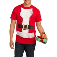 Noel büyük erkek Sakallı Kırmızı Santa Takım elbise Grafik Tee