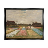 Hollanda'da çiçek Tarhları Van Gogh Manzara Manzara Boyama Jet Siyah Çerçeveli Sanat Baskı Duvar Sanatı