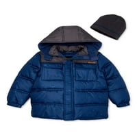 ıXtreme Yürüyor Boy Baskılı Kış Ceket Kaban ile Ücretsiz Hediye Şapka, 2 Parça Set