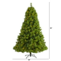 Neredeyse Doğal Prelit LED 8 'Çam Yapay Noel Ağacı, Yeşil