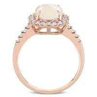 Miabella Kadın 1 Ayar Oval Kesim Opal Karat Pırlanta Halo 14kt Gül Altın kokteyl yüzüğü