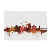 Michael Tompsett tarafından Marka Güzel Sanatlar 'St Louis Missouri Skyline Red' Tuval Sanatı