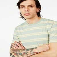 Ücretsiz montaj erkek kısa kollu Vintage Çizgili cep T-Shirt