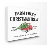 Stupell Industries Çiftlik Taze Noel Ağaçları Kırmızı Kamyon Tatil Kelime DesignCanvas Duvar Sanatı Sanatçı Tarafından