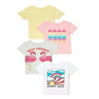 Garanimals Bebek Kız ve Yürümeye Başlayan Kız Grafik ve Cep Kısa Kollu tişört Çoklu Paket, 4'lü Paket, Boyutları