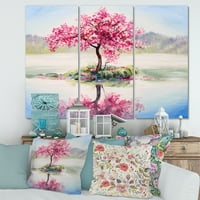 Oryantal Kiraz Pembe Ağacı Sakura Göl Boyama Tuval Sanat Baskı