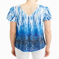 Kadın Çarpıntı Kollu Anahtar Deliği Süblimasyon T-Shirt