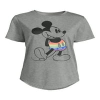 Disney Mickey Mouse kadın Gökkuşağı kısa kollu tişört