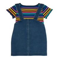 Çocuklar Gelen Garanimals Kızlar Gökkuşağı Çizgili Tişört ve Zip-Up Skirtall, 2 Parça Kıyafet Seti, Boyutları 4-10