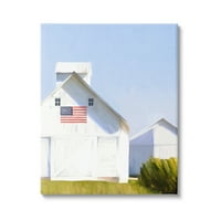 Stupell Sanayi Beyaz Ahır Kırsal Ülke Alan Amerikan Bayrağı Resim Galerisi Sarılmış Tuval Baskı Duvar Sanatı, tasarım