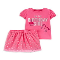 Carter'ın Çocuğum Bebek Kız ve Yürümeye Başlayan Kız Doğum Günü T-Shirt ve Tutu Etek, 2 Parça Kıyafet Seti
