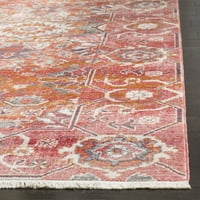 Vintage Farsça Proinsias Geometrik Polyester Alan Kilim, Kırmızı Turuncu, 9' 11'7