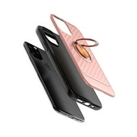 Apple İphone Pro 3'lü Paket ile Kullanım için Gül Altından Halka Tutuculu Apple İphone Pro Kılıf