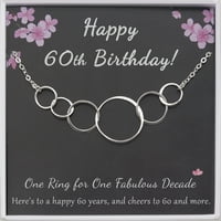 Anavıa Mutlu 60th Doğum Günü Hediyeleri Kadınlar için, Gümüş Kolye, Hediyeler için anne altmışıncı doğum günü fikirleri-[Düz