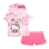 Hello Kitty Kız Hoodie T-Shirt ve Şort, Cosplay Kıyafet Seti, Boyutları 4-10