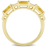 Miabella kadın Karat Sitrin ve Beyaz Topaz 10kt Sarı Altın Yarı Sonsuzluk yıldönümü yüzüğü