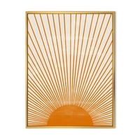 Designart 'Turuncu Güneş Baskı Bej III' Modern Çerçeveli Tuval Duvar sanatı Baskı