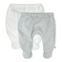 Dürüst Bebek Giyim Organik Pamuk Erkek Kız Ayaklı harem pantolon, 2'li paket, Preemie Ay