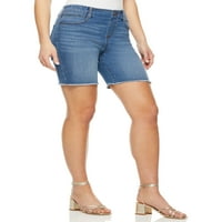 Sofia Jeans Kadın Lila Orta Katlı Pull-On Kot Şort