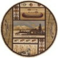 Yenilik Alan Kilim Lodge Bej, Kahverengi Kapalı Yuvarlak Kolay Temizlenebilir