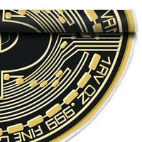 Iyi Dokuma Para Bitcoin Yenilik Yenilik Siyah Altın 3'3 Yuvarlak Halı