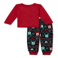 Eşleşen aile Noel pijama yürümeye başlayan çocuk Mickey 2 parçalı pijama takımı