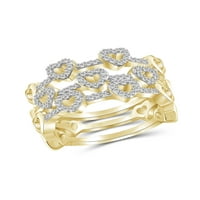 JewelersClub İstiflenebilir Pırlanta yüzük Kadınlar için-Karat Beyaz Pırlanta Yüzük Takı-14K Altın Kaplama Gümüş