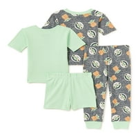 Bebek Yoda yürümeye başlayan çocuk pijama, 4 parçalı Set, boyutları 2T-5T