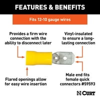 12-Gauge Sarı Vinil Yalıtımlı Erkek Tel Hızlı Konektörler, 100'lü Paket